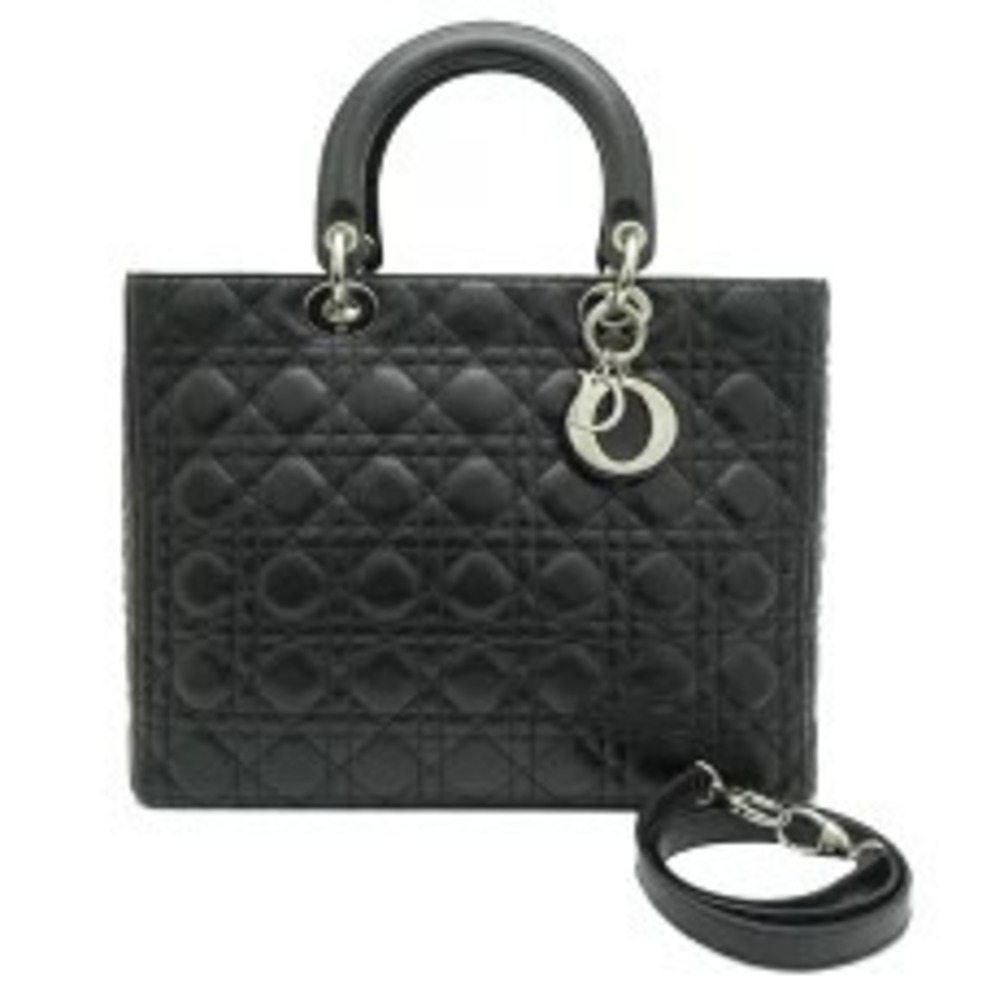 Christian Dior Lady Tote Bag Lambskin Black